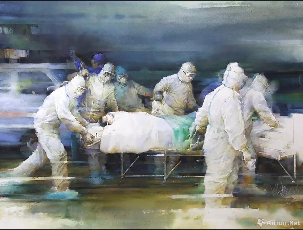 池振明《生死时速》水彩画
